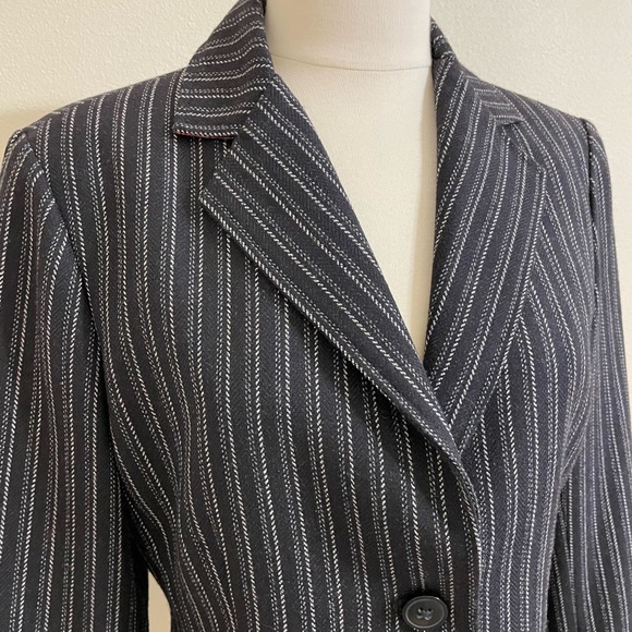 CABI Black and White Striped Fitted Blazer Leopard Print Lined - Picture 4 of 15